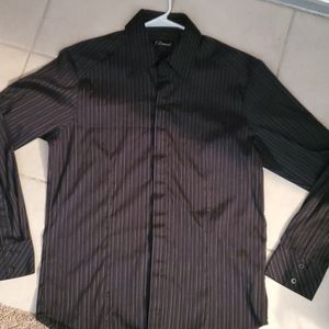 Black and silver 7 diamond buttom up